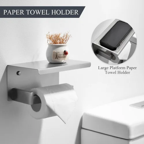 Miniatura 3 de TURS Juego de accesorios de baño de 4 piezas cepilladas para toallas de baño, incluye toallero de 24 pulgadas, soporte para toallas de mano, gancho