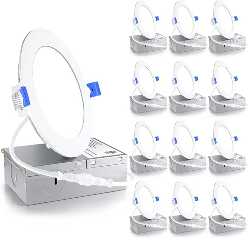 Miniatura 10 de Ensenior Paquete de 12 Luces LED Empotradas de 4 Pulgadas, Regulables, Blanco Claro 6000K, 750LM Alta Luminosidad, 9W 120V, 2 Pines, ERL-9X-ETL