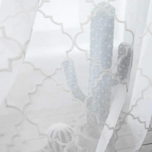 Miniatura 2 de Cortinas traslúcidas blancas de 84 pulgadas de largo, cortinas traslúcidas con bolsillo para barra para sala de estar, dormitorio, 2 paneles, 52x84
