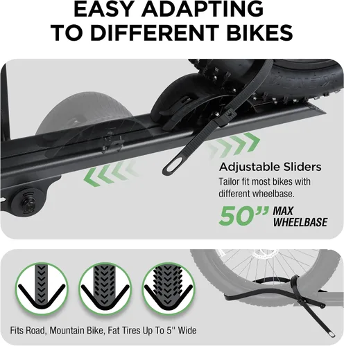 Miniatura 4 de Young 100 libras. Estante de aluminio para bicicletas y bicicletas eléctricas, se adapta a automóviles, SUV, furgonetas, caravanas y remolques