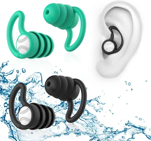 Miniatura 9 de Tapones para los oídos de natación impermeables, 1 par de tapones de silicona para los oídos para adultos y niños, tapones para los oídos