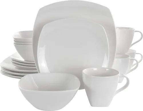 Miniatura 7 de Elama Marshall - Vajilla de porcelana de 16 piezas, color blanco Blanco - Ronda 1