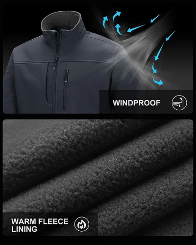 Miniatura 6 de 33,000ft Chaqueta ligera Softshell para hombre, con forro polar, rompevientos, impermeable, suave, para senderismo al aire libre