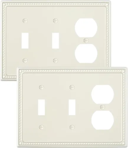 Miniatura 32 de Paquete de 4 placas de cubierta para interruptor de luz de palanca individual, cubiertas decorativas de perlas, placa de pared de metal almendra