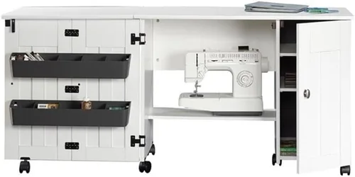 Miniatura 5 de Mueble móvil para costura y otras manualidades de madera de cerezo Blanco suave