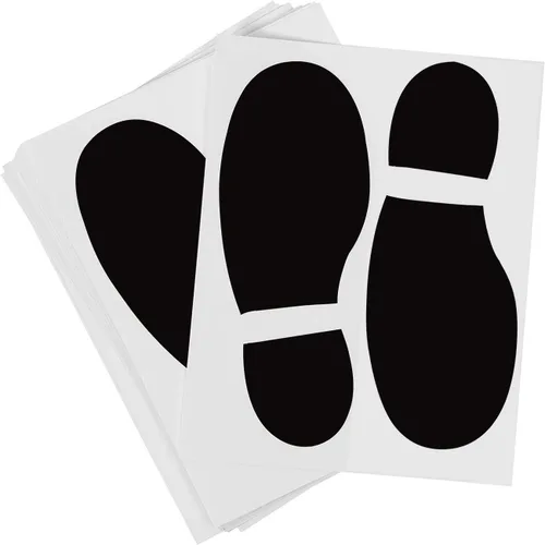 Miniatura 4 de 20 pares de 40 impresiones de zapatos negros de huellas de huellas de PVC calcomanías para oficina, escuela, suelo, pared, escaleras para guiar