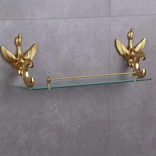 Miniatura 2 de Estante de cristal de cisne para ducha, juego de accesorios de baño, montaje en la pared, 19.7 in, soporte de una sola capa, organizador de baño