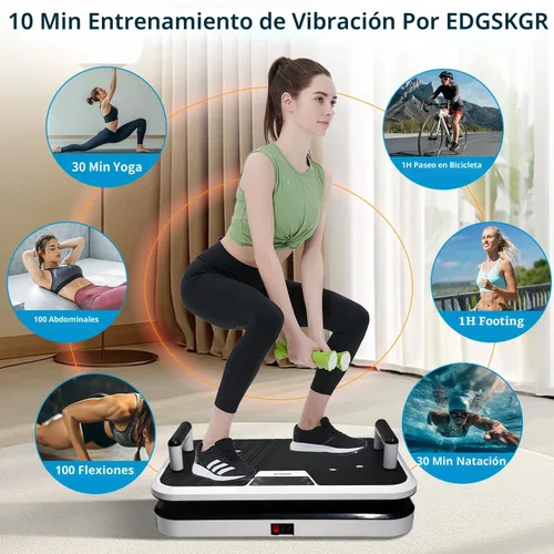 Miniatura 5 de Máquina de ejercicios de placa de vibración vertical lineal, plataforma de cuerpo entero de 50 a 60 Hz con asas push-up, 120 velocidades, 0.118 in