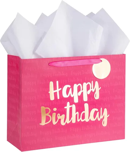 Miniatura 18 de Loveinside Bolsa de regalo de cumpleaños negra con papel de seda para cumpleaños, baby shower, fiesta y más, 13 x 5 x 10 pulgadas, 1 unidad