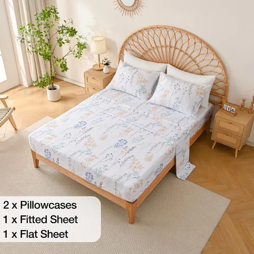 Miniatura 7 de Yibeizi - Juego de sábanas con estampado floral para cama de tamaño queen, sábanas de microfibra con patrón botánico boho, fundas para almohada