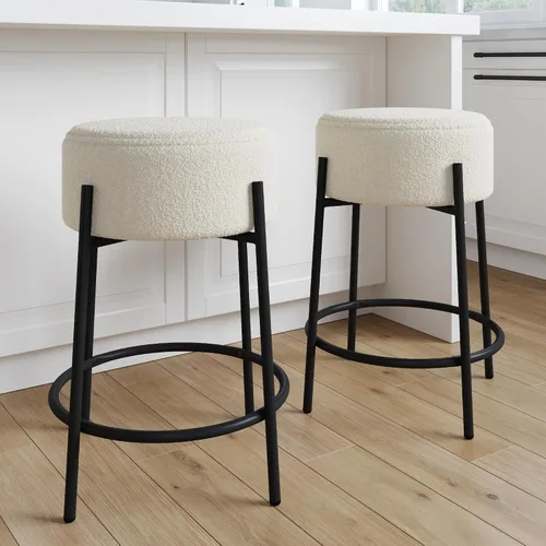 Miniatura 25 de Nathan James Amalia Taburete de bar de altura de encimera de cocina sin espalda, madera maciza con asiento giratorio de 360 grados, café Marrón
