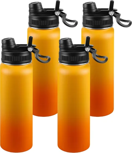 Miniatura 41 de Botella de agua aislada de 22 onzas, tapa 2 en 1 a prueba de fugas (sorbo/pajilla) + asa, botella de acero inoxidable para deportes, viajes, trabajo