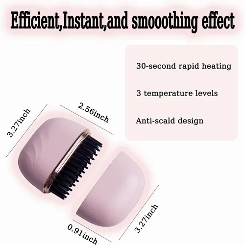 Miniatura 2 de Mini alisador de pelo, cepillo portátil inalámbrico recargable, control de temperatura de 3 velocidades, mini alisador de pelo para mujeres, idea