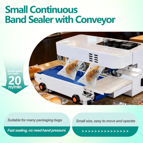 Miniatura 6 de Máquina selladora térmica comercial, máquina automática de sellado continuo de bandas de bolsas con control digital de temperatura, velocidad