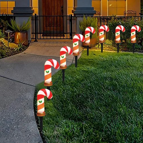 Miniatura 11 de GOOTHY 2 juegos de luces de camino de Navidad de muñeco de nieve, 7 pies C7 para exteriores con 8 estacas de muñeco de nieve, decoraciones