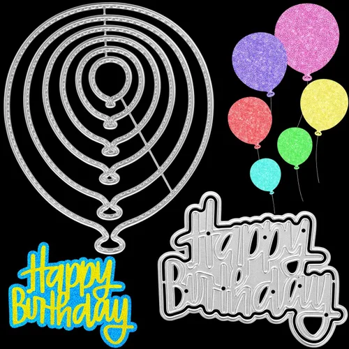 Paquete de 2 plantillas de troqueles de corte de metal para cumpleaños, manualidades, manualidades, álbumes de recortes, troqueles de troqueles de