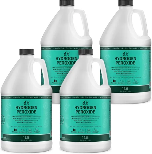 Miniatura 5 de Solución de peróxido de hidrógeno al 6% (paquete de 4) de botellas de 32 onzas líquidas (solo H2O2 de grado alimenticio y agua!) – Solución