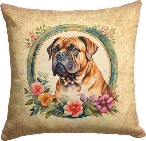 Miniatura 50 de Caroline's Treasures DAC2072PW1414 Affenpinscher and Flowers - Almohada decorativa de tela, lavable a máquina, para interiores y exteriores