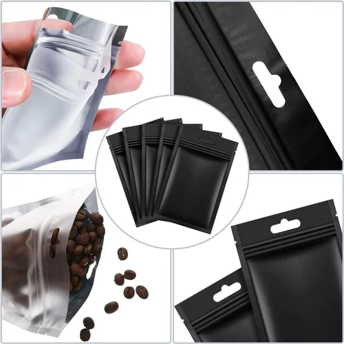 Miniatura 2 de 200 piezas de bolsas Mylar Zip Lock. Bolsas de papel de aluminio, plano metálico Mylar Foil plano, bolsas ZipLock de almacenamiento de alimentos.