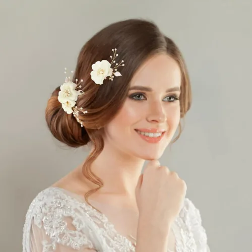 Miniatura 5 de Accesorios para el cabello nupcial hechos a mano con cuentas - Pinzas para el cabello y peines florales para mujer
