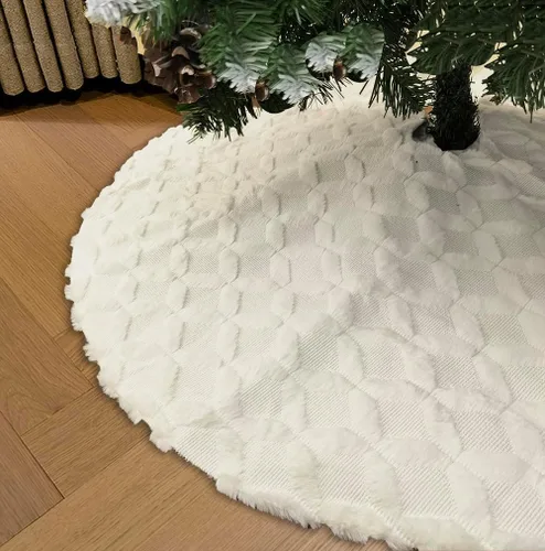 Miniatura 7 de Falda de árbol de Navidad de 36 pulgadas, piel sintética con punto trenzado, decoración gruesa para decoración de Feliz Navidad