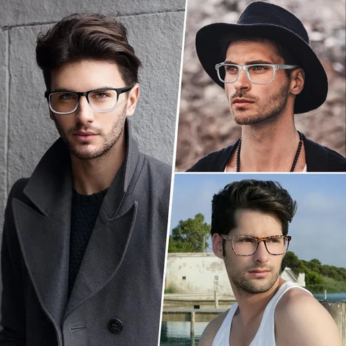 Miniatura 7 de Paquete de 5 lentes de lectura de gran tamaño con bloqueo de luz azul para hombre, cuadrados grandes, para lectores anchos para hombres, cabeza