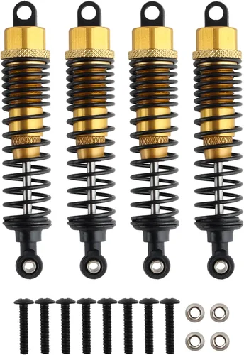 Miniatura 18 de 4 amortiguadores delanteros y traseros, suspensión ajustable de 3.858 in de aluminio para autos RC 1/10 HSP 94166 94106 94107 94155 94170 Buggy Rojo