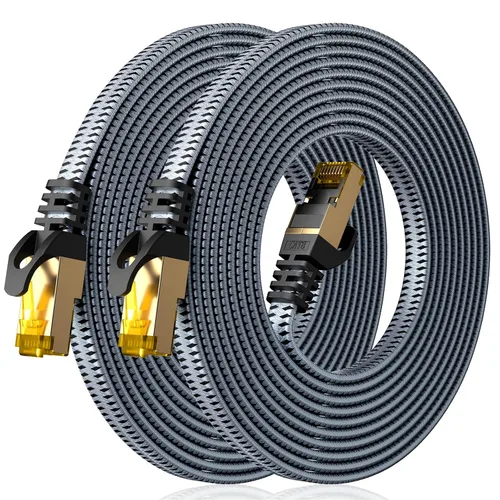 Miniatura 10 de ARISKEEN Cable Ethernet Cat 8 de 30 pies, cable para conexión de red LAN Cat8 de 40 Gbps y 2000 MHz, cable plano RJ45 blindado de alta velocidad