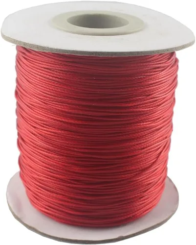 Miniatura 2 de Cordón de poliéster encerado para hacer joyas, cuerda encerada con carrete para hilo de bricolaje (rojo, 0.020 in (150 yardas))