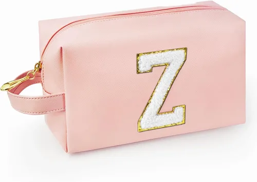 Miniatura 58 de Bolsa de maquillaje personalizada con inicial con asa, bolsa de cosméticos de preparación con bolsillo interior con cremallera, 8, 9, 10, 11, 12