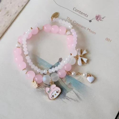 Miniatura 3 de NIQIPOK Juego de pulseras Kawaii con cuentas de cristal elástico de dibujos animados para joyas de amistad