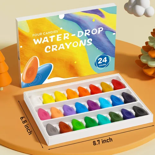Miniatura 8 de Four Candies - Crayones para niños pequeños, no tóxicos, lavables, irrompibles y fáciles de agarrar, perfectos para manos pequeñas, colorantes y 24