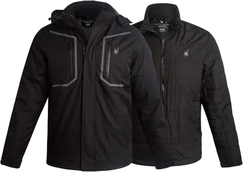 Spyder Chaqueta de esquí para hombre, sistema 3 en 1, chaquetas de invierno impermeables para la nieve para hombre, chaqueta de snowboard para