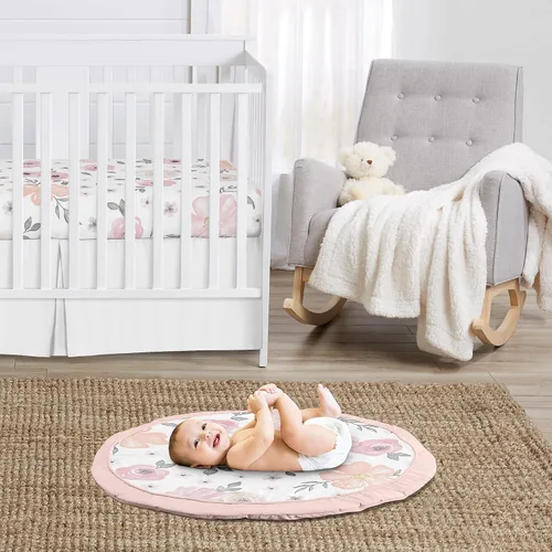 Miniatura 2 de Sweet Jojo Designs Tapete de juego para bebé (rosa y gris bohemio floral) para niñas, bebés, niños pequeños y niños pequeños