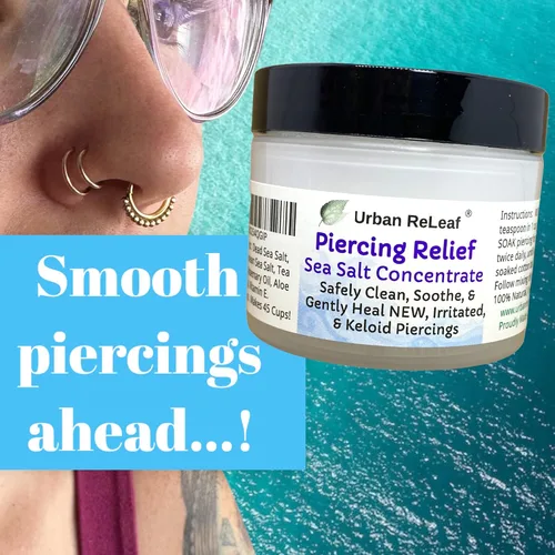 Miniatura 5 de Urban ReLeaf Concentrado de sal marina para aliviar los piercings. Limpia, calma y cura suavemente de forma segura, nuevos piercings irritados