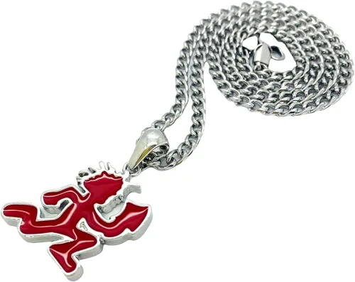 Miniatura 2 de Shiny Jewelers USA COLGANTE HIP HOP HOP PARA HOP ORO PLATA NEGRO GRANDE CON CADENA CUBANA DE 0.197 in (RojoPlata), No es una piedra preciosa