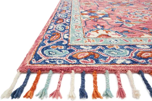 Miniatura 2 de Loloi Zharah Collection ZR-03 Rose/Denim, alfombra de pasillo de transición, 2'-6" x 7'-6" Rosa; azul oscuro
