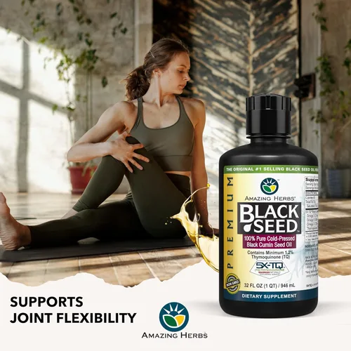 Miniatura 7 de Amazing Herbs Aceite de semilla negra de alta calidad, prensado en frío, ayuda a la salud digestiva, apoyo inmunológico, función cerebral, movilidad