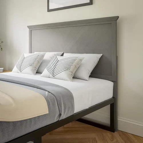 Miniatura 14 de Flash Furniture Fiona - Cabecera de madera tamaño Queen, cabecera ajustable con patrón de espiga en color gris lavado Gris desteñido