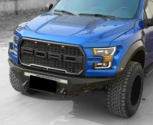 Miniatura 5 de AlphaRex PRO-Series Faros delanteros negros 15-17 para Ford F150 tipo halógena con tubo LED negro doble proyector con luz DRL/señal secuencial/luz