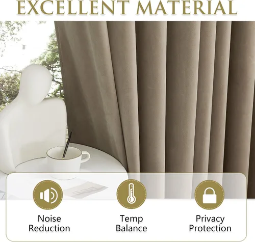 Miniatura 86 de StangH Cortinas de Terciopelo Verde Esmeralda de 96 Pulgadas - Cortinas Opacas de Terciopelo de Lujo Súper Suaves, Elegante Cobertura de Ventana