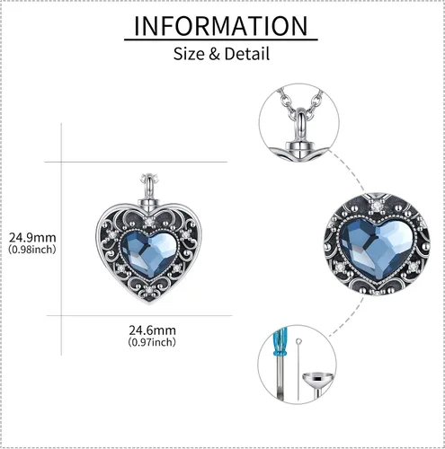 Miniatura 24 de YFN Collares de urna para cenizas, de plata de ley, alas de ángel de la guarda, collares de urna para cenizas, cremación de mascotas, joyería