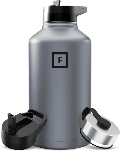 Miniatura 101 de IRON °FLASK Frasco de hidratación para acampar y senderismo con pajilla, botella de agua deportiva de acero inoxidable con aislamiento de boca Dark