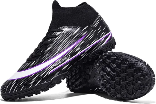 Men's Soccer Shoes Football Cleats Indoor High-Tops Lace-Up Non-Slip Spikes Turf Boots