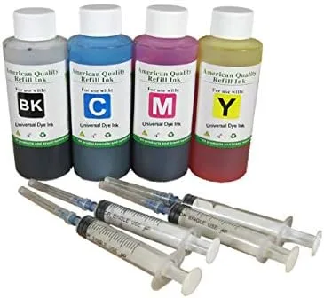 Vivid Colors VC Premium - Recambio de tinta negra y tricolor para botellas H 67/65/64/63/62/61/60 y 60XL/61XL/62XL/63XL/64XL/65XL/67XL 4X100ml