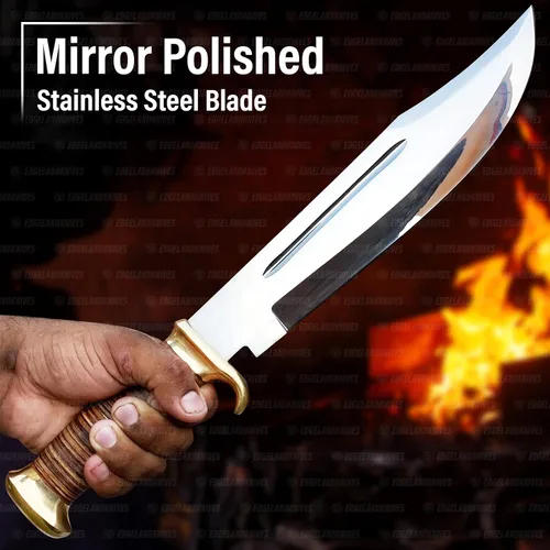 Miniatura 4 de Cuchillo Bowie grande con funda – Cuchillo Bowie gigante de 18 pulgadas, cuchillo de acero D2 resistente, hermoso cuchillo de hoja fija con mango