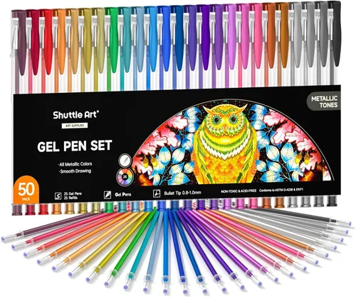 Miniatura 14 de Shuttle Art Bolígrafos de gel pastel, 24 colores pastel lechosos para papel negro, libros para colorear para adultos, dibujo, garabatos, Paquete
