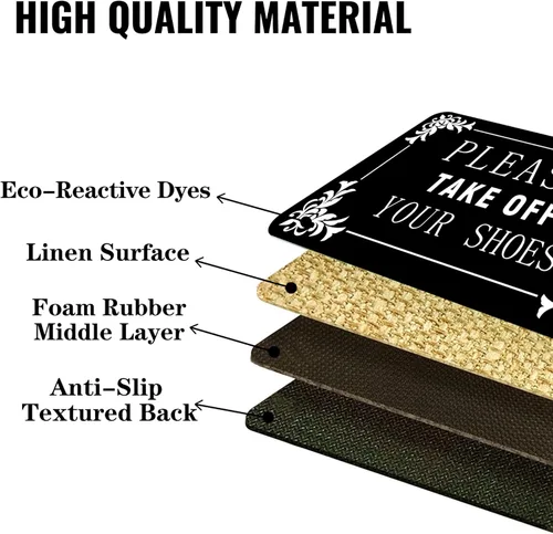 Miniatura 4 de AUSTAB Alfombras divertidas de bienvenida Por favor, quítese los zapatos Alfombra para entrada personalizada para interiores y exteriores Alfombra