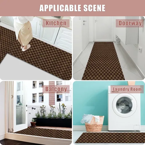 Miniatura 7 de Alfombra de pasillo de 2 pies x 6 pies, para interior/exterior, cocina, entrada, dormitorio, con parte trasera de goma antideslizante, alfombra