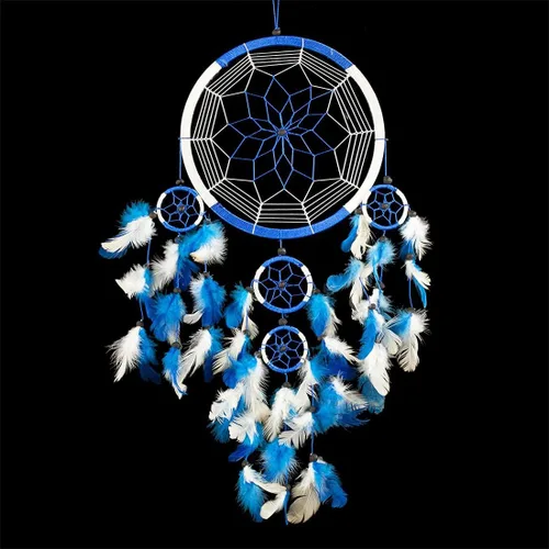 Miniatura 2 de OMA Dream Catcher - Colores tradicionales de teñido anudado - 8.5 pulgadas de diámetro y 30 pulgadas de largo